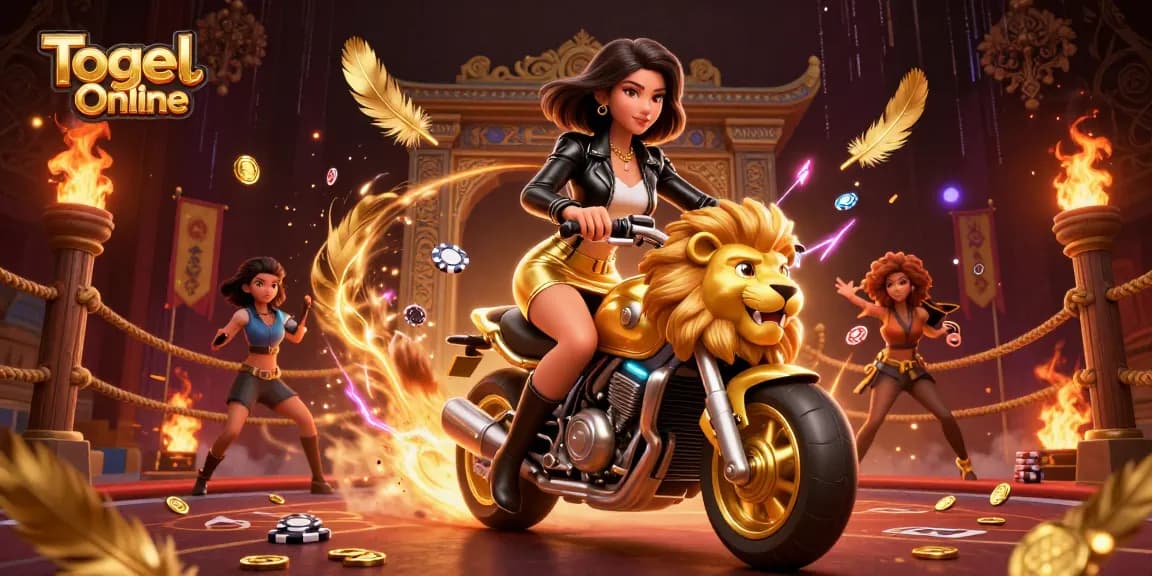Experience thrilling wins with Togel Online in a vibrant, dynamic 3D scene filled with action.