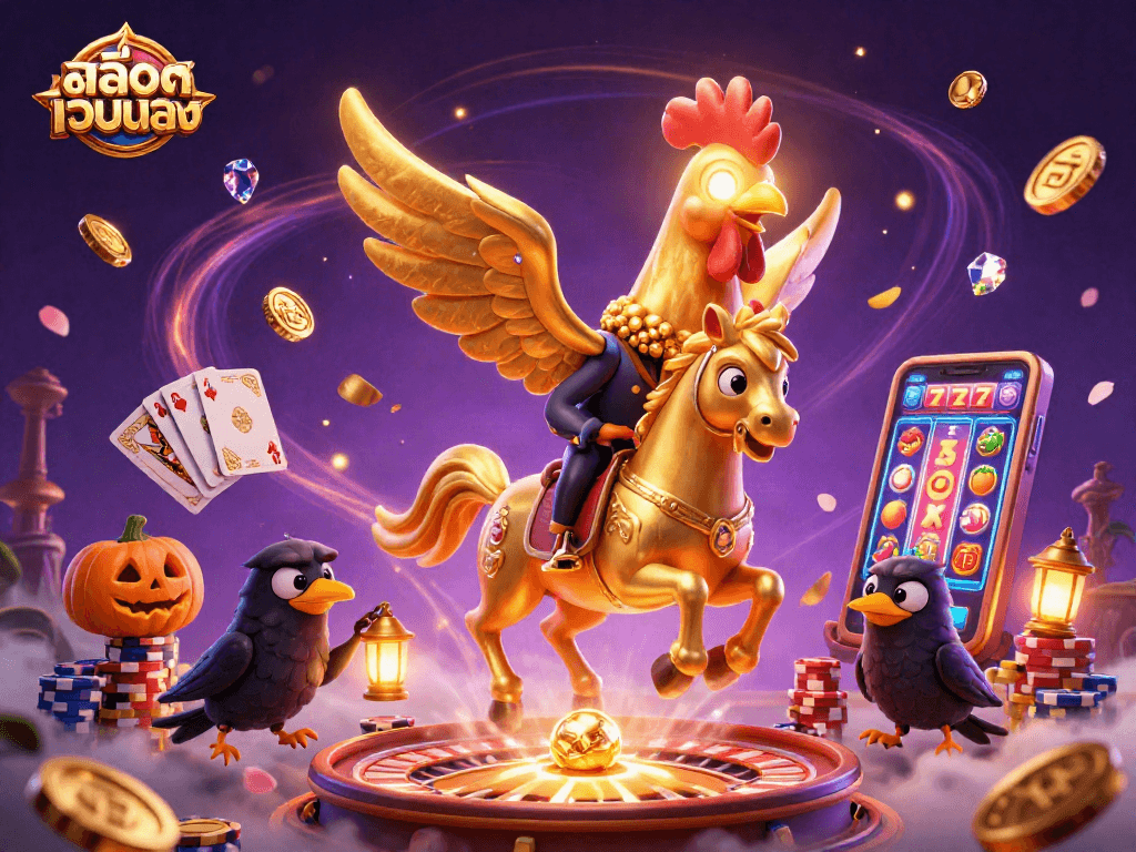 Experience thrilling gameplay with สล็อตเว็บตรง featuring a golden rooster and mystical casino elements.