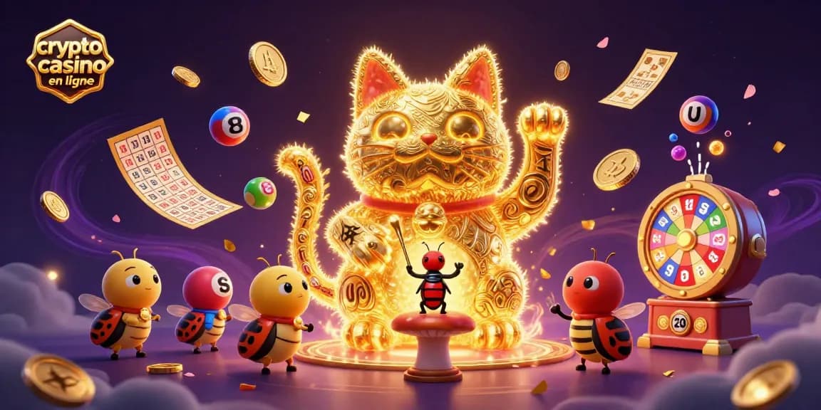 Gagnez en jouant à un crypto casino en ligne avec le chat porte-bonheur et les éléments festifs.