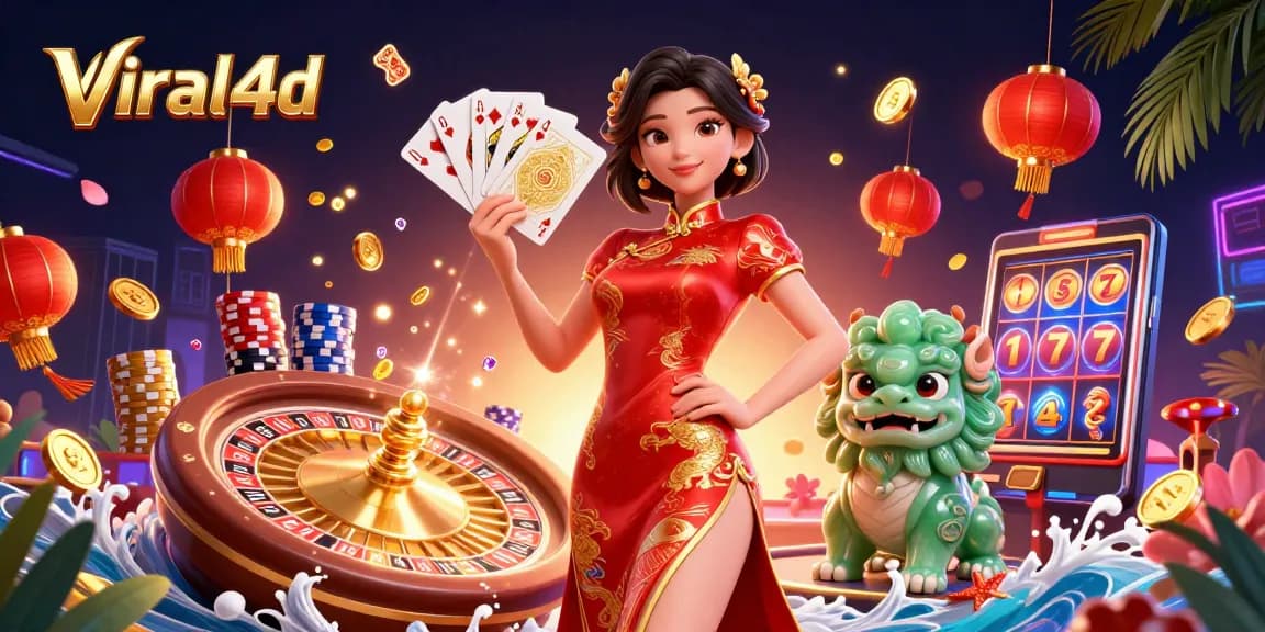 Experience thrilling wins with viral4d as a woman celebrates luck with golden playing cards.
