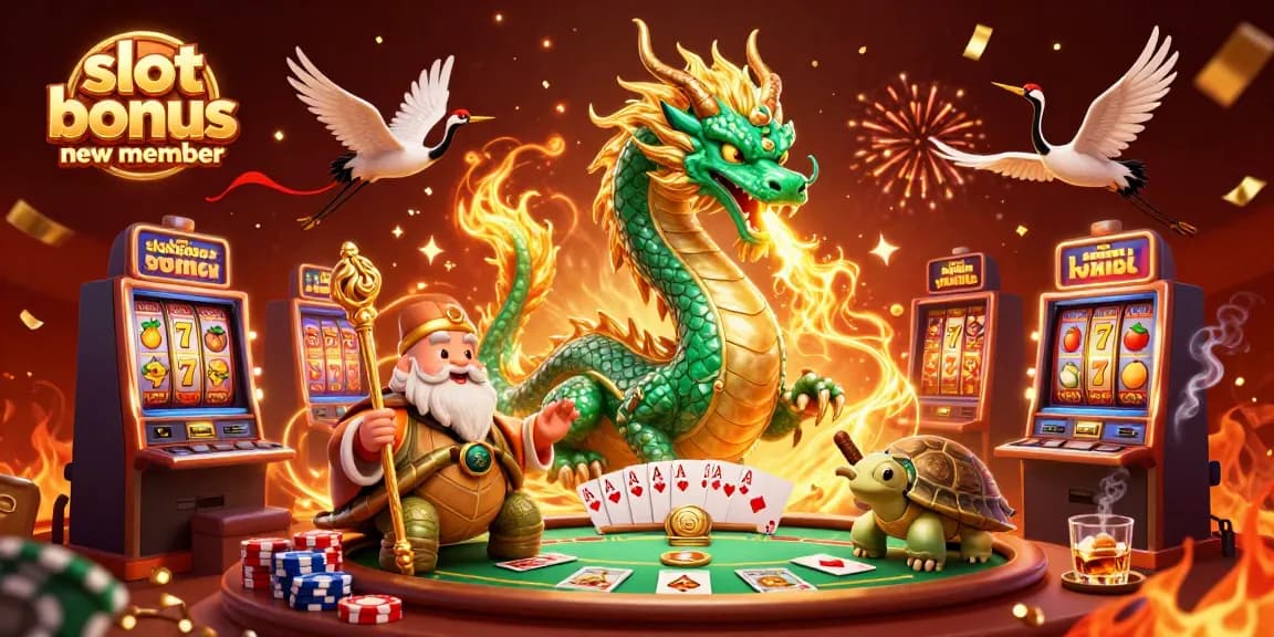 Spin to win with a slot bonus new member featuring mystical characters and vibrant casino elements.
