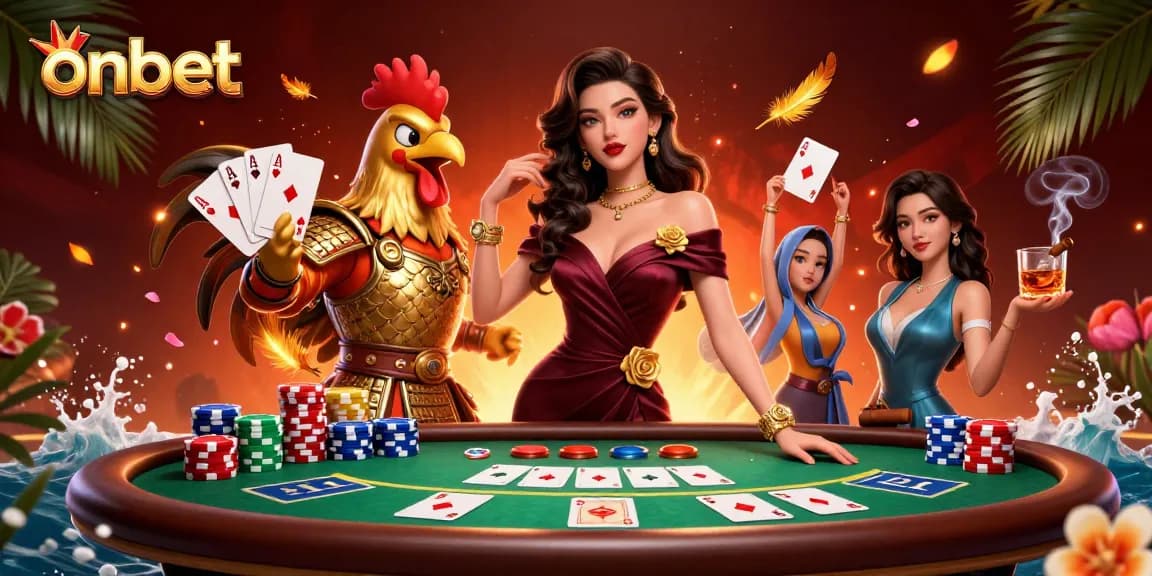 Experience thrilling gameplay at onbet with a glamorous setting and vibrant poker elements.