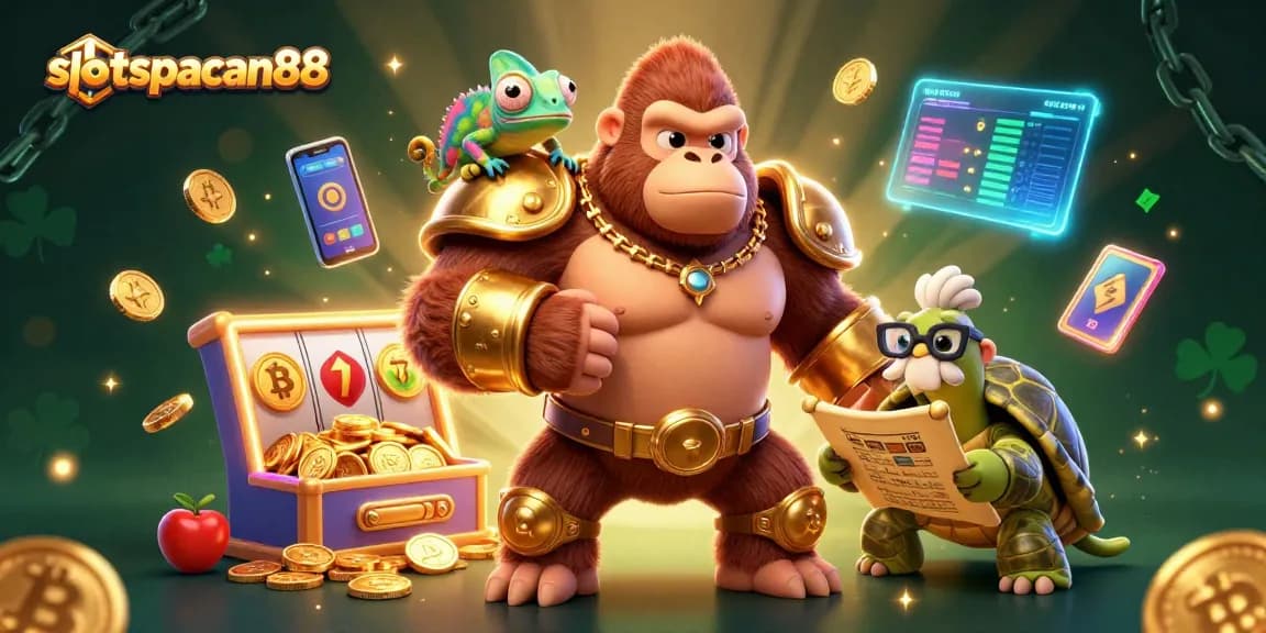 Try your luck spinning slot spaceman88 with a vibrant 3D illustration featuring casino elements.