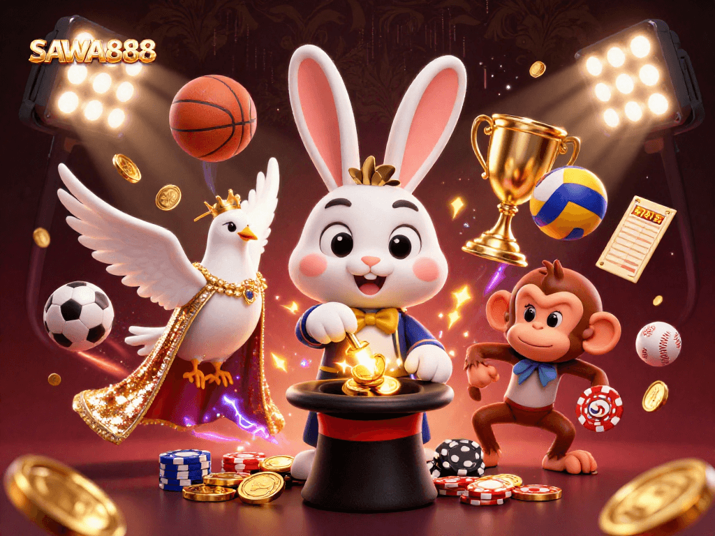 Enjoy exciting gameplay at SAWA888 while witnessing a magician's captivating coin tricks.