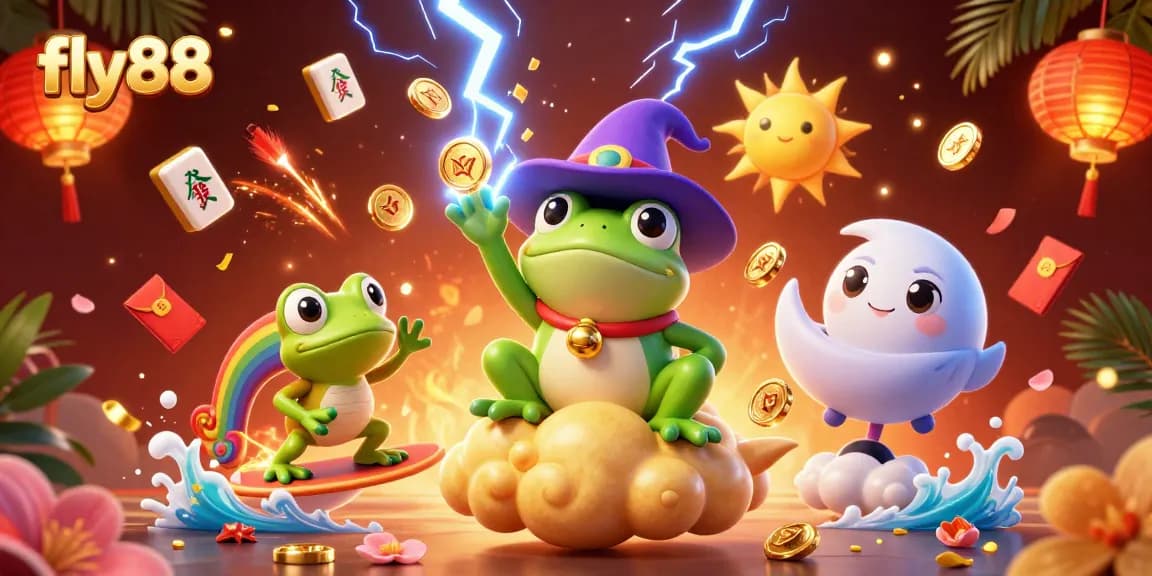 Experience magical wins with fly88 as a weather wizard frog conjures golden coins.