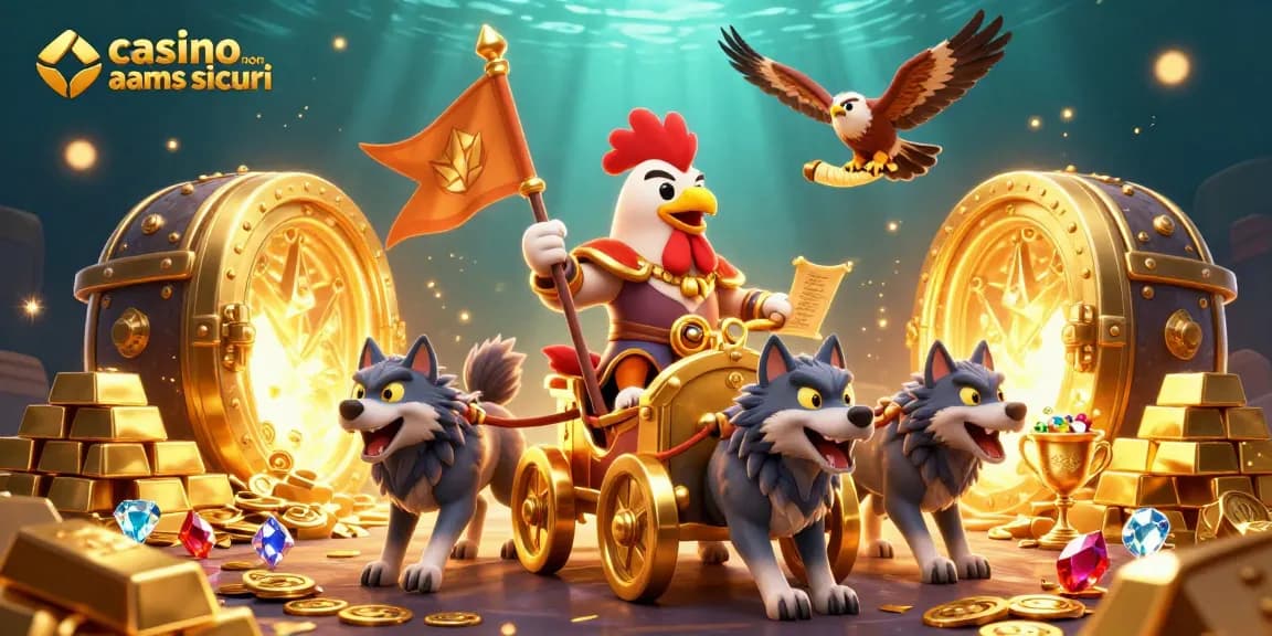 Cattura l'azione nei casinò con il rooster warlord e il suo carro d'oro nei casinò non AAMS sicuri.