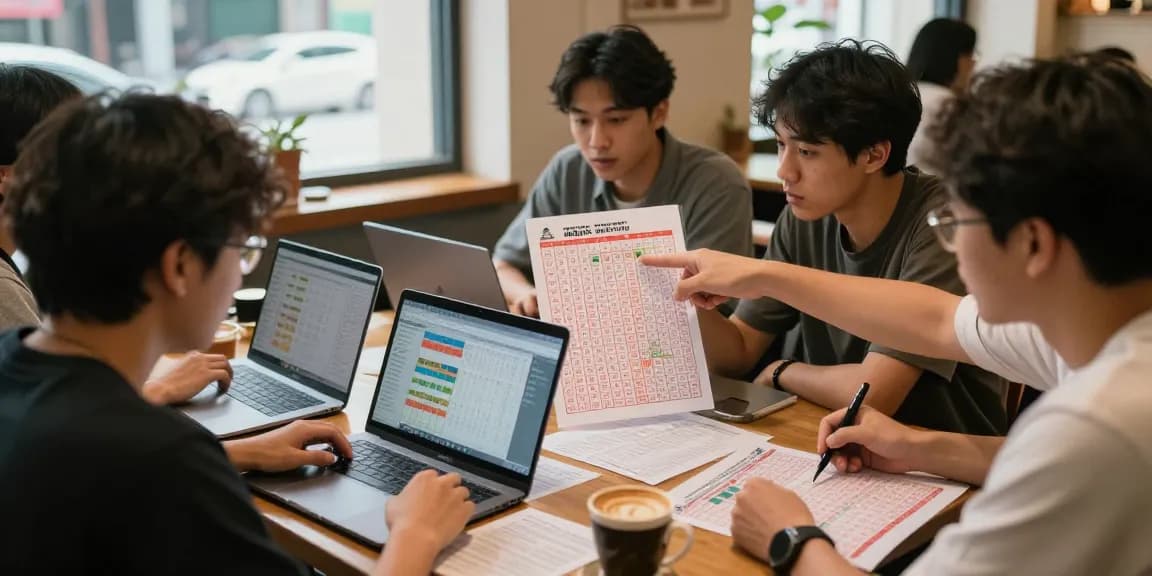 Analisis angka untung di Kafe, pemain togel mendiskusikan data dan prediksi.