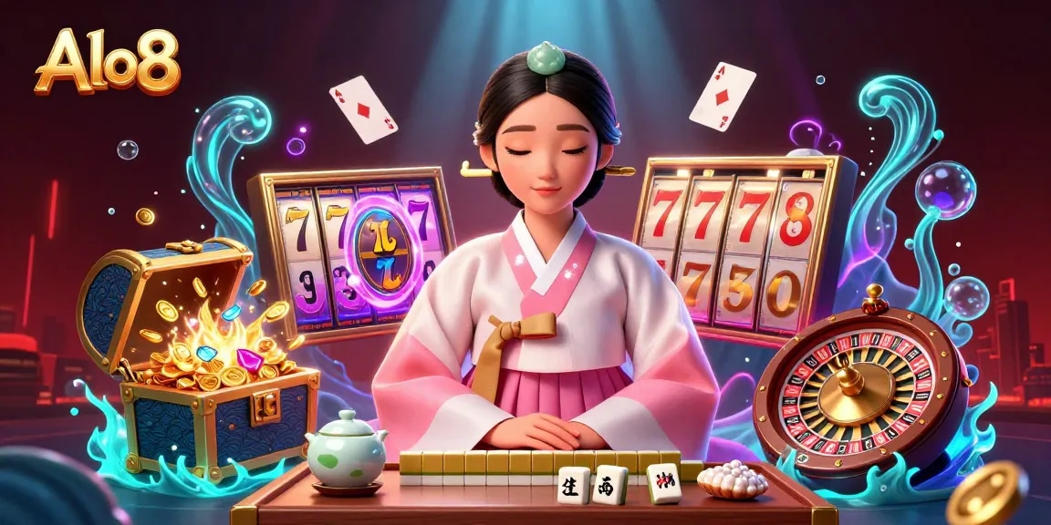 Experience the thrilling world of Alo8 with elegant characters amid vibrant casino action.