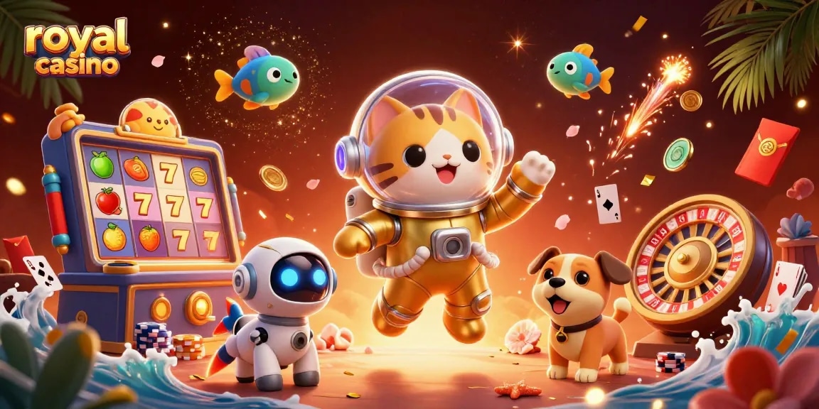 Experience thrilling casino action with royal casino's immersive 3D gameplay featuring vibrant characters.