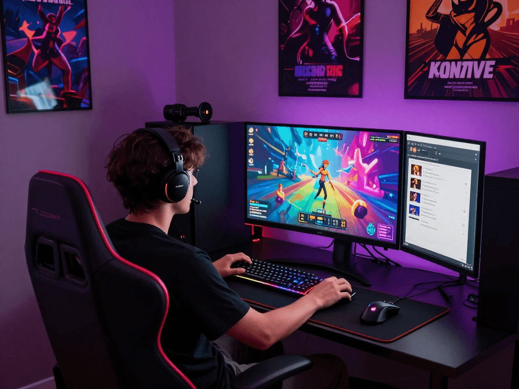 Exploring immersive sex games in a cozy gaming atmosphere with vibrant visuals.