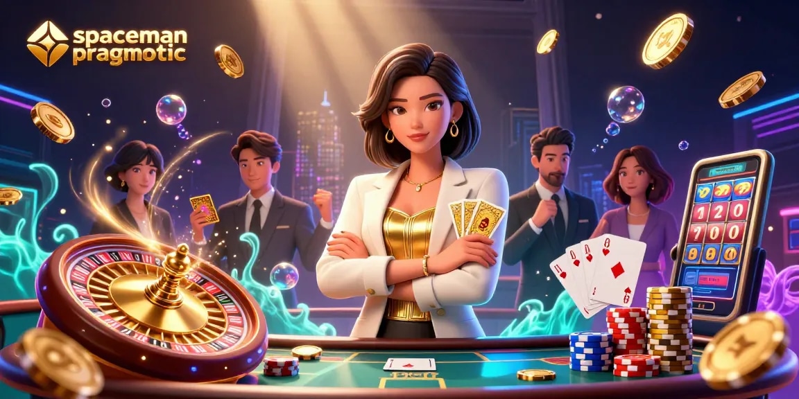 Engage with the spaceman pragmatic casino scene where fortune awaits in a vibrant 3D illustration filled with dazzling elements.
