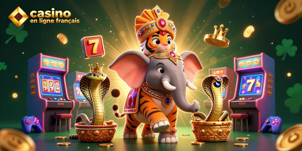 Jouez à des jeux de casino en ligne français vibrants avec des éléments 3D colorés et des personnages animés.