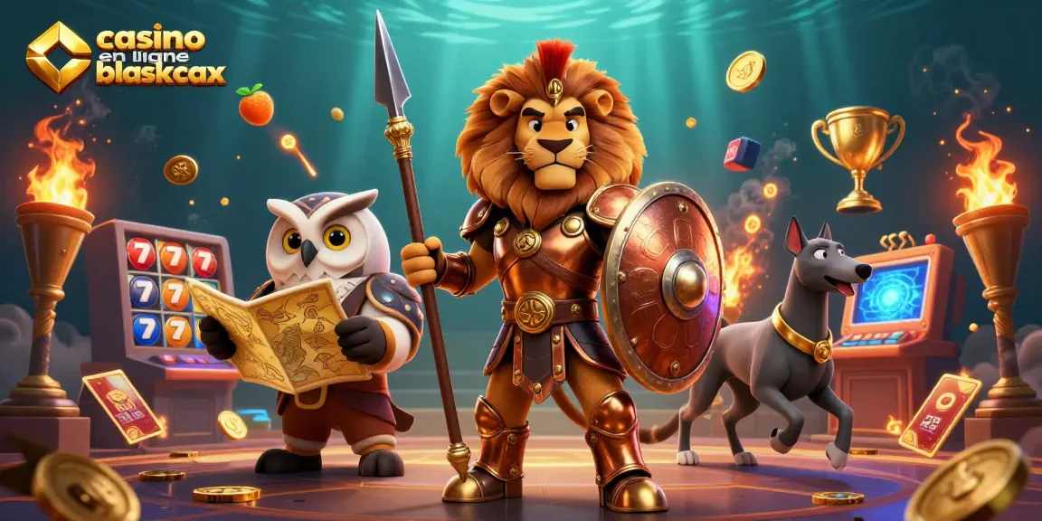 Découvrez le casino en ligne blackjack avec un lion spartan et des symbols de machines à sous éblouissants.