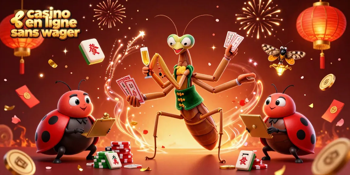 Profitez des jeux de casino en ligne sans wager avec une illustration animée festive et dynamique.