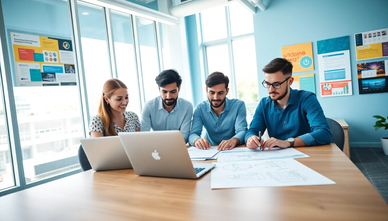 Creating unique designs with Website Designers Hereford in a modern office setting.