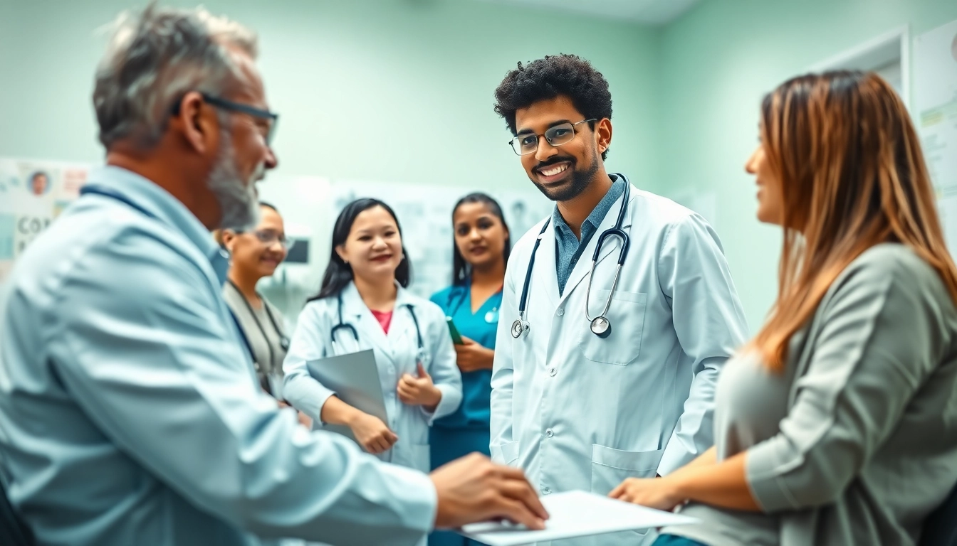 Healthcare professionals collaborating to enhance health and patient care in a supportive setting.