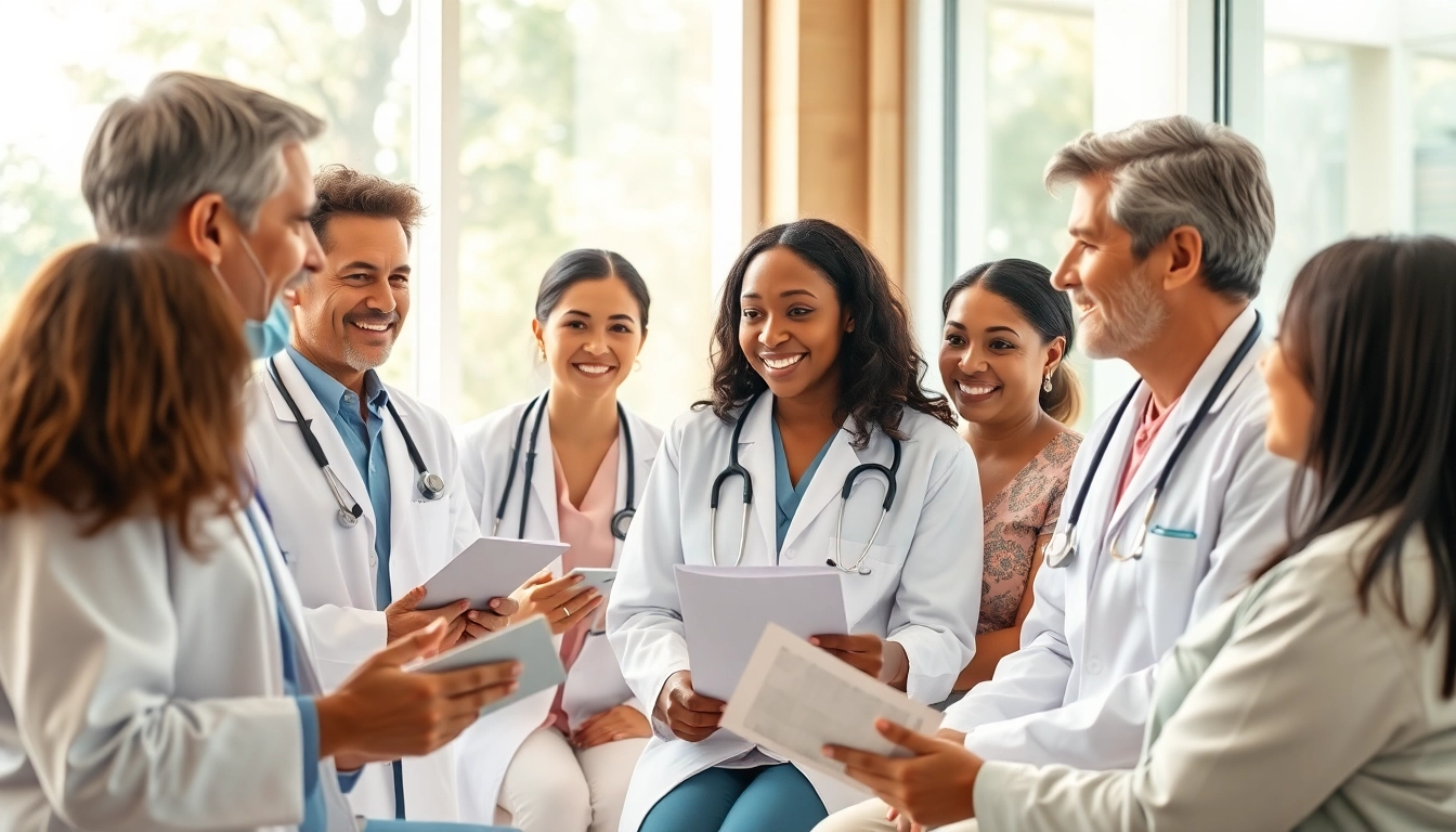 Showcasing healthcare interactions focusing on health conversations in a bright clinic.