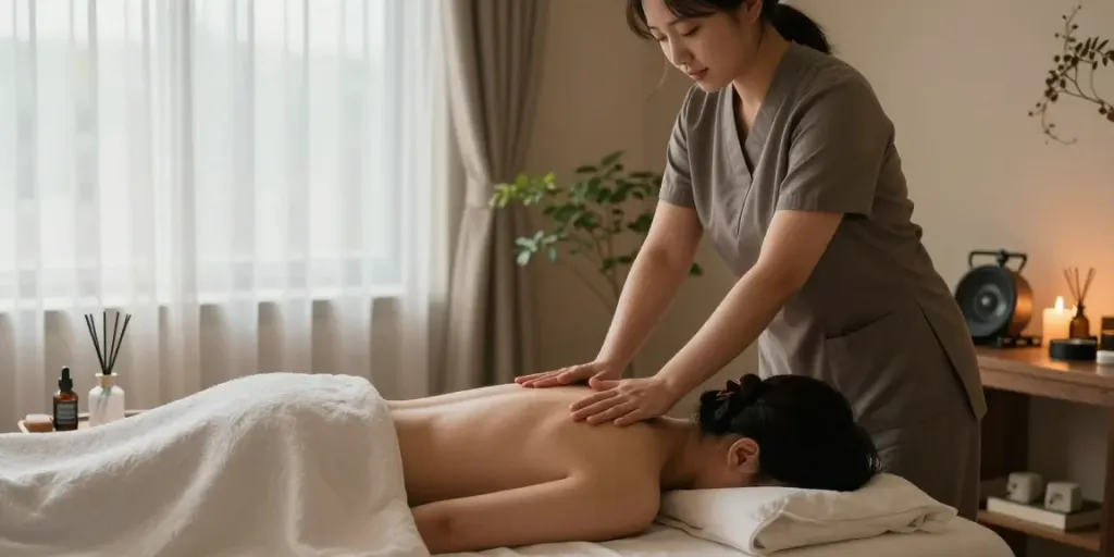 Relaxing 화곡동출장마사지 session in a serene spa environment.