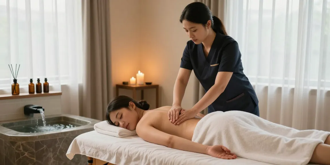 Relaxing Swedish massage scene at makangs.com spa, showcasing soothing therapy materials.