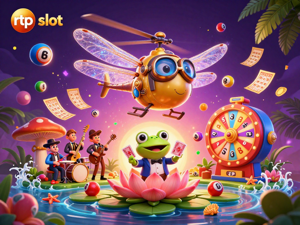 Experience exciting rtp slot action with vibrant characters in an imaginative casino scene.
