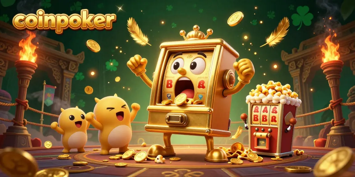 CoinPoker : Un jackpot explosif avec des machines à sous en fête dans un décor dynamique.