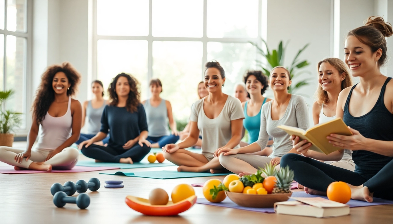 Engaged group participating in health activities, showcasing vibrant wellness and nutrition.