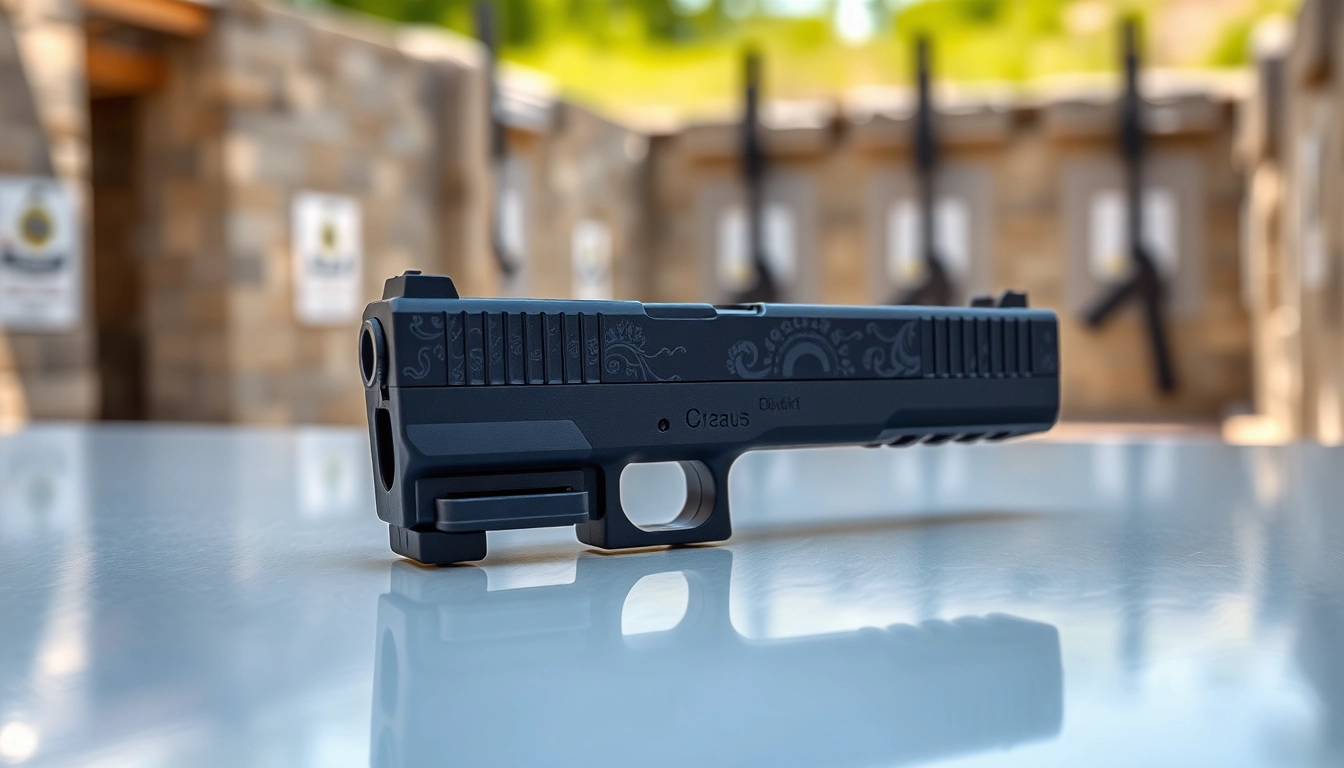 High-quality glock 17 slide oem showcasing intricate designs on a reflective surface.