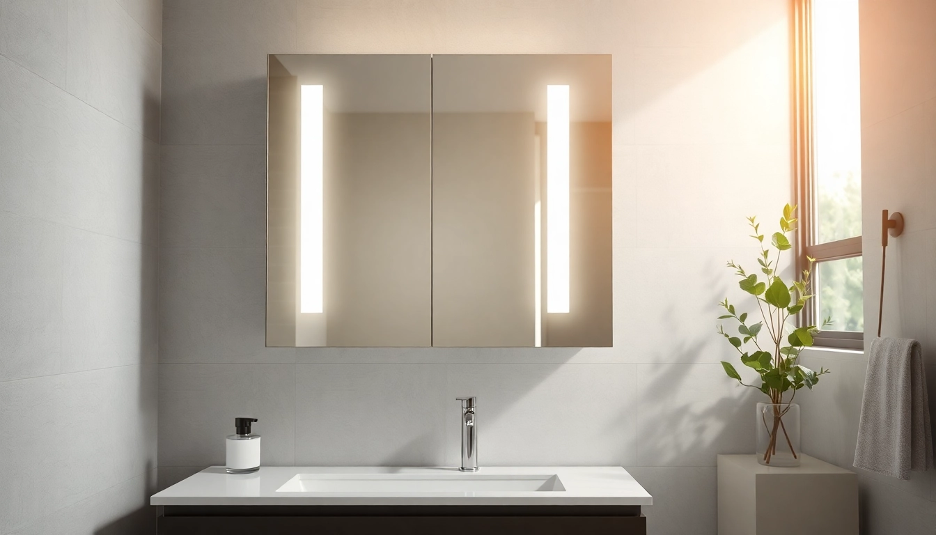 Enhance your space with a stylish bathroom cabinet with mirror and light, showcasing elegant design.