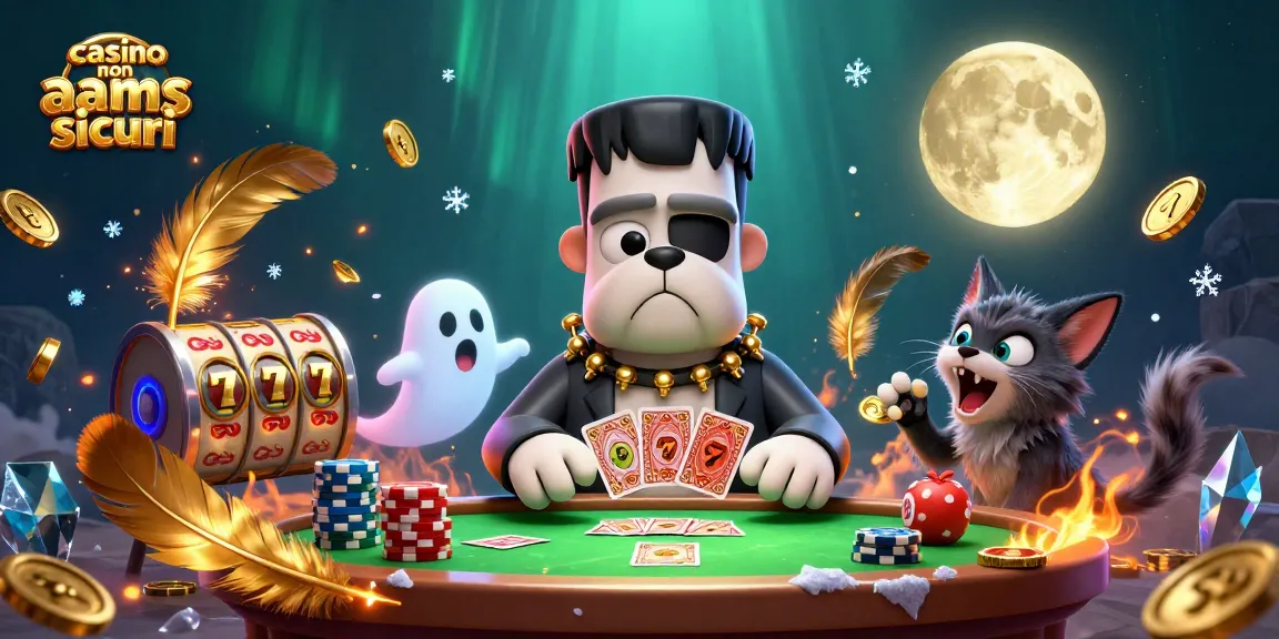 Gioca nei migliori casino non AAMS sicuri con un bulldog mostruoso che distribuisce carte al tavolo.