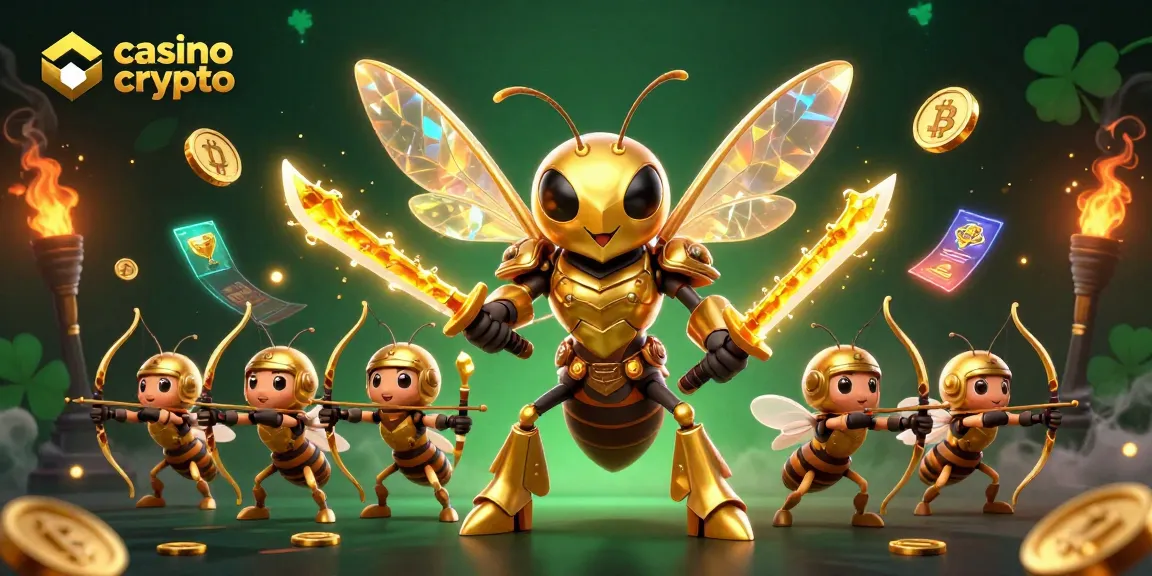 Giocatori nel casino crypto mentre vincono con Bitcoin e Ethereum in un'illustrazione vivace.