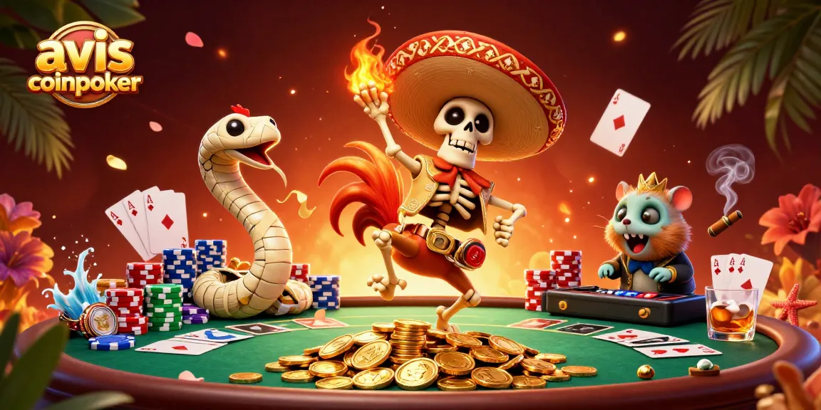 Évaluez avis coinpoker en jouant avec une ambiance dynamique de casino et des cartes éparpillées.