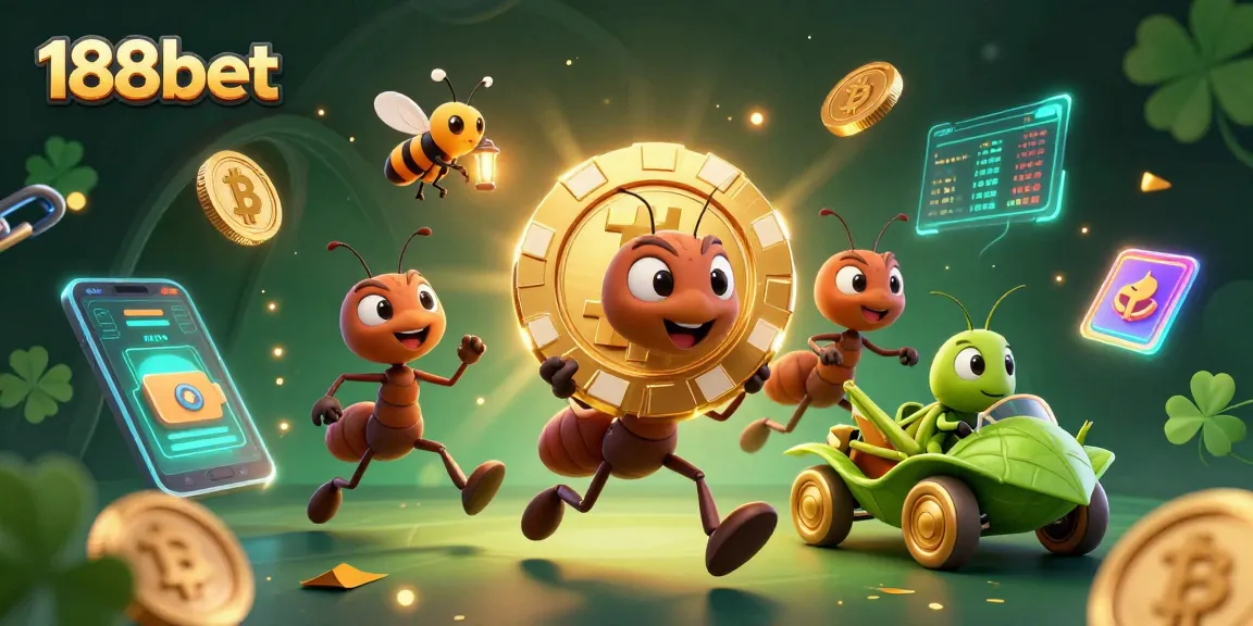 Engage with exciting 188bet gaming action featuring ants on a heist in a vibrant 3D casino world.