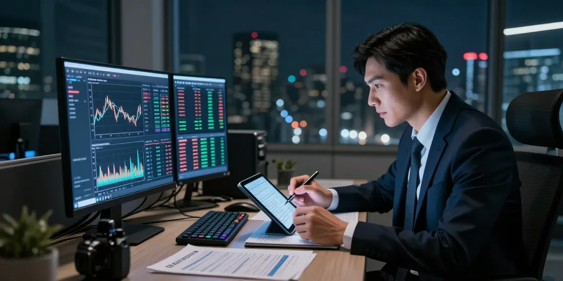 Professional analyzing data to recover stolen cryptocurrency in a modern office.