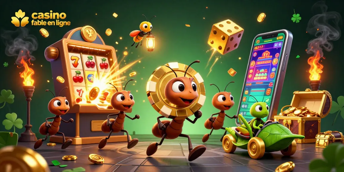 Les fourmis mènent un braquage au casino fiable en ligne, transportant un jeton de poker doré géant.