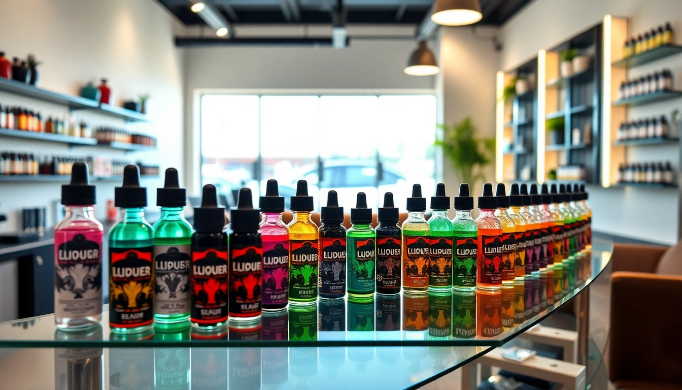 Shelves filled with colorful vape products at https://vapejuicedepot.com inviting customers to explore.