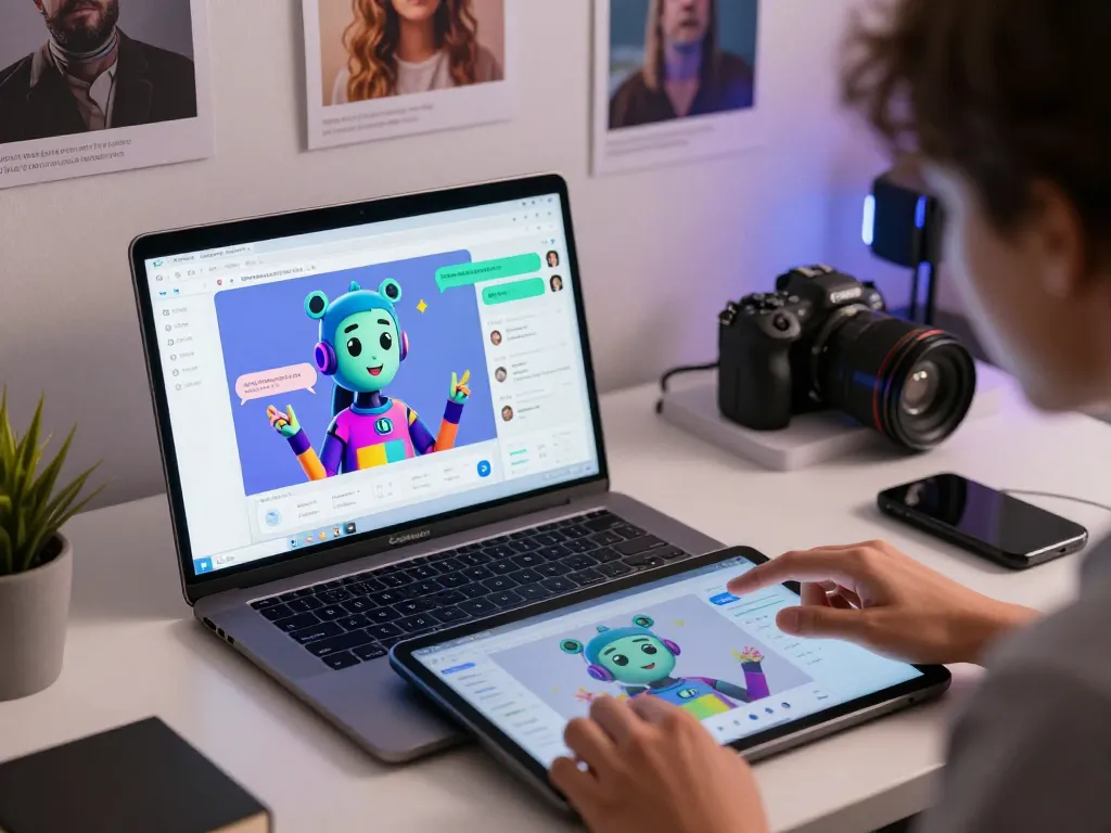 Engaging AI chatbot interaction on laptop showcasing the concept of ai slut in a modern workspace.