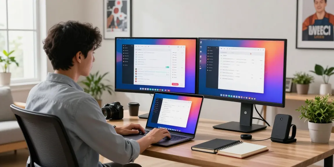 Engaging with 纸飞机中文版 in a modern home office with vibrant tech setups and a cozy atmosphere.