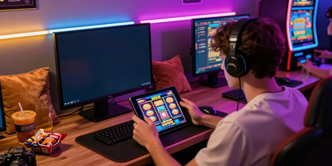 Player enjoying an engaging slot88 game on a tablet in a cozy gaming nook.