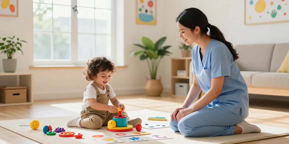 Engaging therapy session with pediatric occupational therapist and child, promoting castle hill speech and ot.