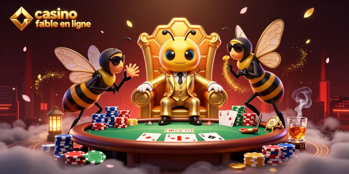 Aperçu captivant d'un casino fiable en ligne, mettant en scène un boss abeille et des personnages, jouant aux cartes.