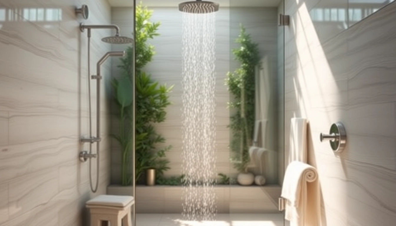 Experience the elegance of showers au with a modern luxurious shower setup featuring a rainfall showerhead.