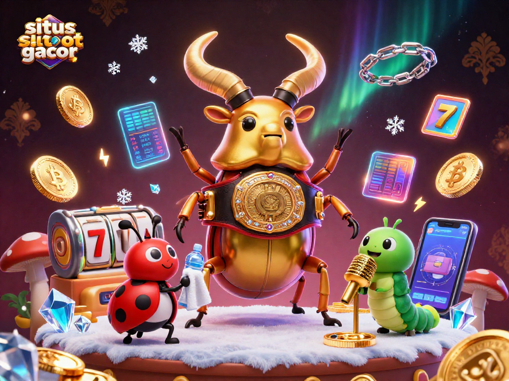 Engage with situs slot gacor using colorful characters and dynamic casino elements showcasing vibrant gameplay.