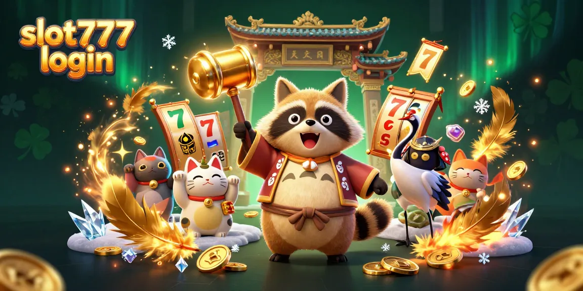 Spin for big wins with slot777 login, featuring vibrant 3D cartoon characters in a dynamic casino scene.