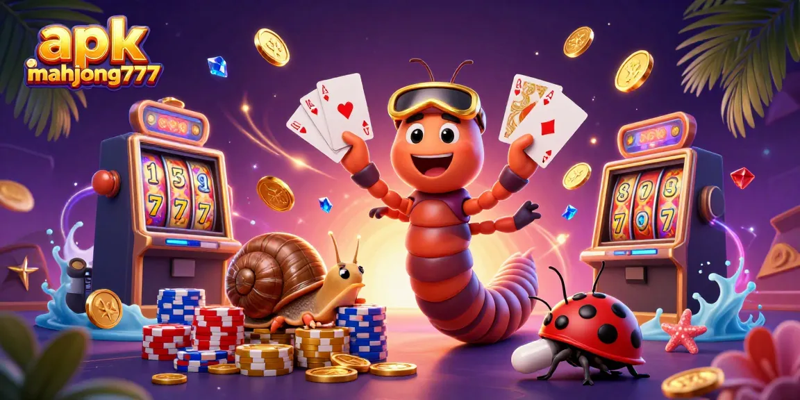 Experience thrilling fun with apk mahjong777 in this vibrant casino scene, featuring lively characters.