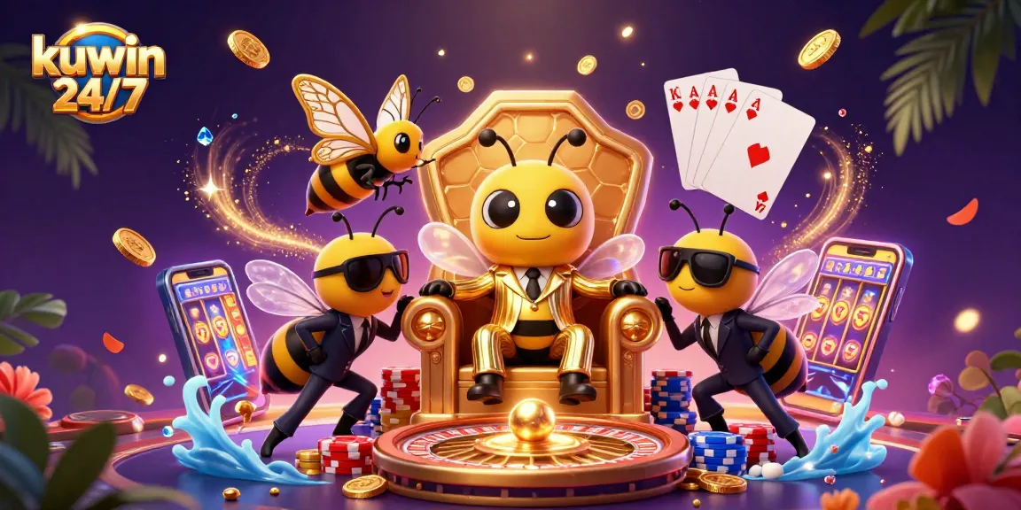 Engage with kuwin 24/7: Experience thrilling casino adventures in a vibrant 3D illustration.