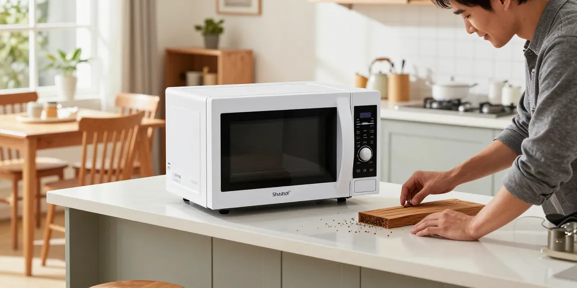 SHASHEL® microwave device in a home setting eliminating wood-boring insects while a technician demonstrates the process.
