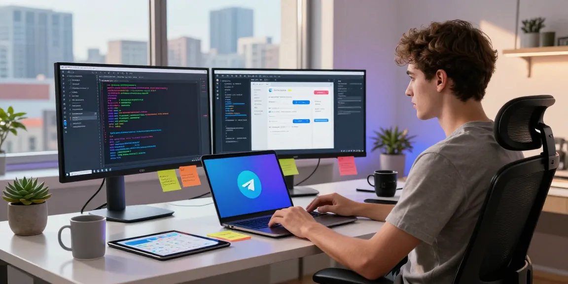 Workspace showcasing a developer enhancing 纸飞机中文版 interface, modern tech setup and creative atmosphere.