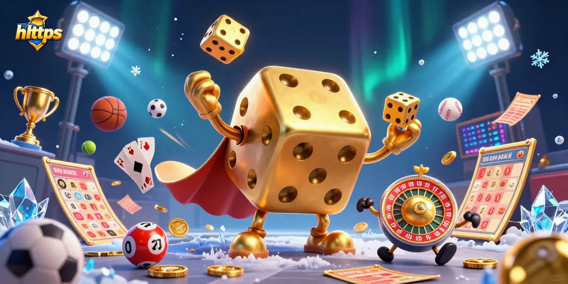 Engage with hhttps lottery games and vibrant 3D characters in a colorful casino scene.