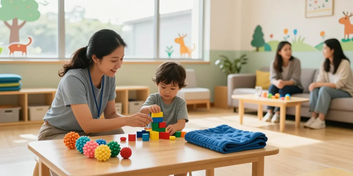 Occupational therapy helping children through engaging play activities and sensory tools in a supportive environment.