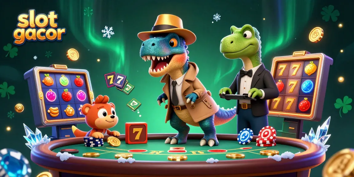 Experience thrilling gameplay with slot gacor reels, as a velociraptor and stegosaurus bring fun to the table